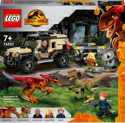 Set LEGO® Jurassic World™ 76951 Pyroraptor and Dilophosaurus Transporter
