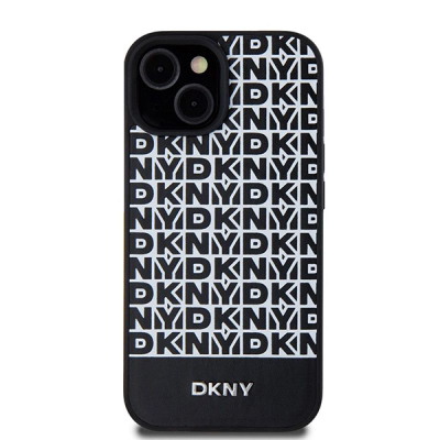 Kapak telefoni DKNY DKHMP15SPSOSPK për iPhone 15 14 13 6.1", hardcase lëkurë, MagSafe, i zi