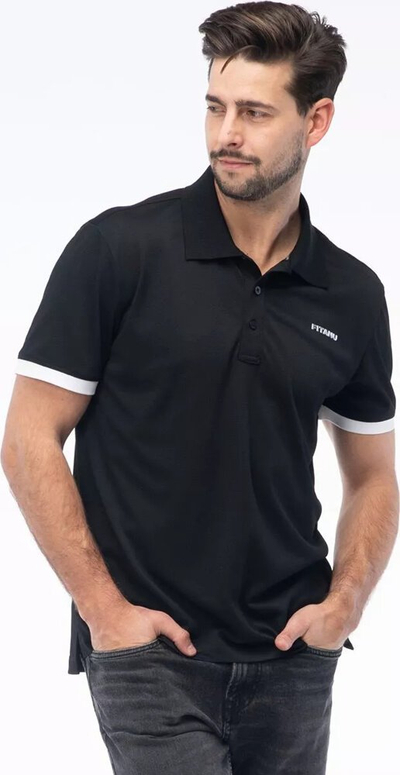 Bluzë polo sportive Fitanu Flin, për burra, poliester, e zezë