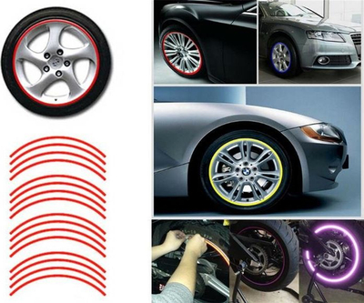Sticker reflektues për felne motoçiklete, set shirita, i kuq
