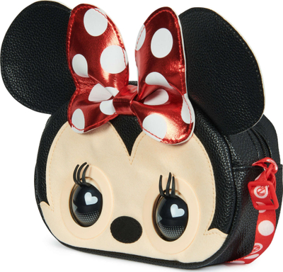 Çantë shpatulle interaktive Purse Pets Disney Minnie Mouse, 30 tinguj, për vajza, e zezë kuqe