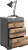 Komodinë FMD Bedside Table, 3 sirtarë, stil druri rustic, gri