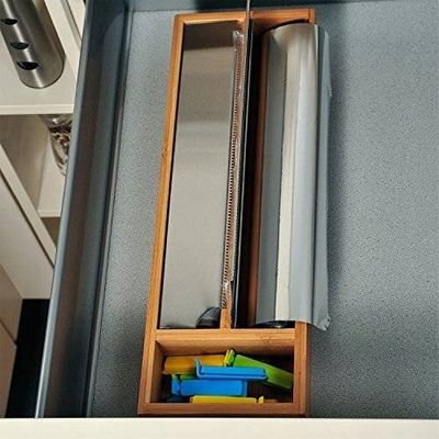 Dispenser letre alumini Kesper 58040-13, 2 në 1, dru bambuje, kafe