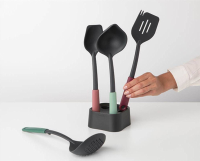 Set veglash kuzhine Brabantia Tasty+ 123184, 4 pjesë, najlon rezistent ndaj nxehtësisë, gri