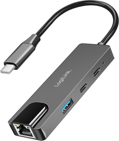 Hub USB C LogiLink UA0432, USB 3.2 Gen 1, Ethernet 2.5G, gri space
