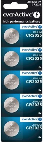 Bateri litiumi EverActive CR2025, 3V, 150mAh, paketim me 5 copë