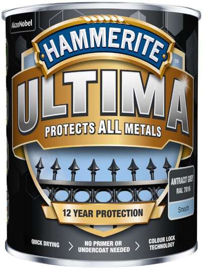 Bojë metalike Hammerite Ultima, e lëmuar, 250ml, antracit