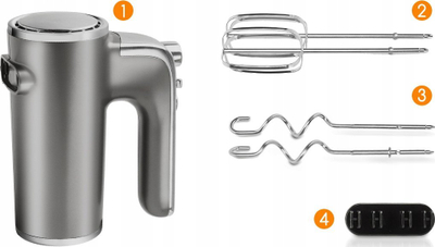 Рачен миксер Aigostar Hand Mixer, 400W, 5 брзини, сребрен