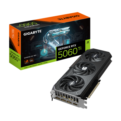 Kartë grafike GIGABYTE GeForce RTX 5060 Ti Gaming OC, 16GB GDDR7, PCI-E 5.0, e zezë