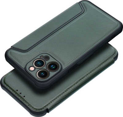 Këllëf librë Razor për iPhone 13 Pro Max, mbyllje me magnet, xhep për kartë, jeshile e errët