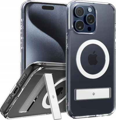 Mbulesë telefoni Spigen Caseology Capella MagSafe Kickstand, për iPhone 15 Pro Max, transparente e bardhë