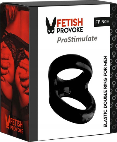 Unazë penisi Fetish Provoke ProStimulate FP N09, dyshe elastike, TPE, e zezë