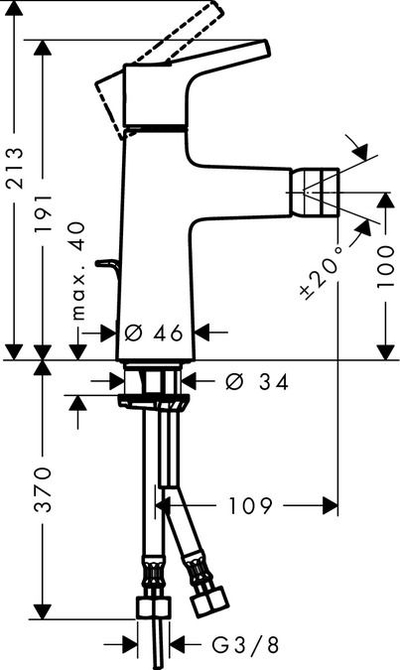 Bateri bide Hansgrohe Talis S 72200000, trup i lartë, krom