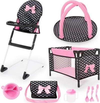 Set kukullash Bayer Design Baby Doll Travel, 9 pjesë, për kukulla deri 46 cm, shumëngjyrësh