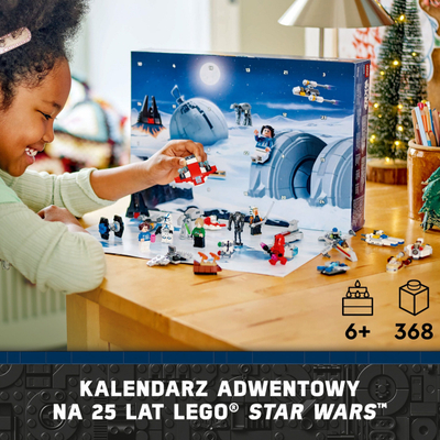 Kalendar adventi LEGO Star Wars 75395, 24 dritare, 368 copa, shumëngjyrësh