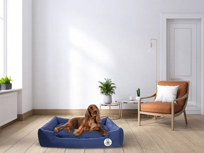Shtrat për qen e mace PawLove, katror, 80x60cm, blu navy