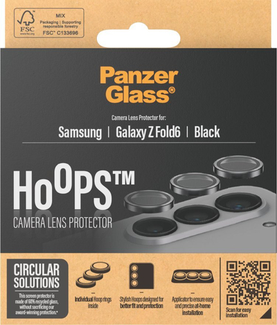 Mbrojtës kamerë PanzerGlass Hoops për Galaxy Z Fold 6, xham i temperuar, kornizë alumini, i zi