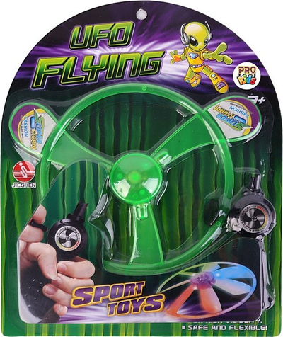 Lodër fluturuese Jieshen UFO Flying, me LED, për kalamaj, jeshile