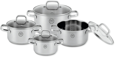 Set tenxheresh MG Home Stilo Inox, 8 copë, për induksion, argjendtë