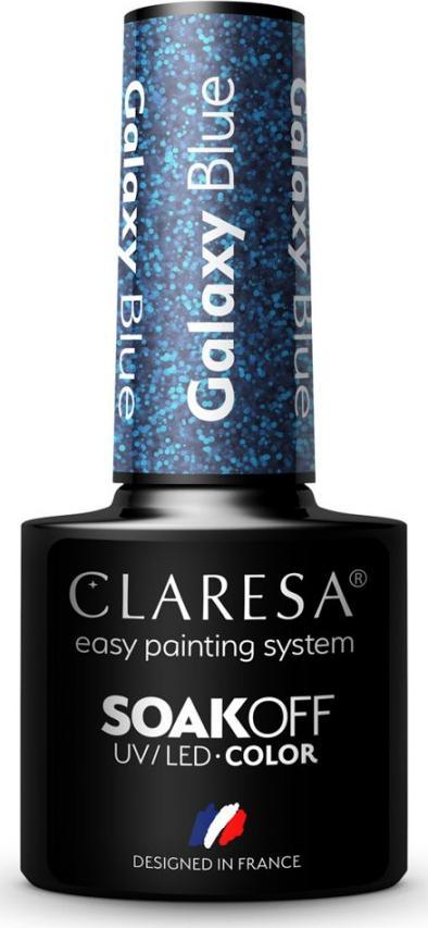 Llak hibrid për thonj Claresa Galaxy Blue Glitter, efekt galaktik, 5g, blu me shkëlqim