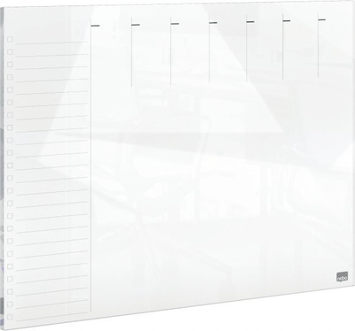 Tabelë xhami javore Nobo Glass Weekly Planner 1915602, 430x560mm, e bardhë