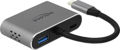 Docking station USB C Delock 64074, HDMI VGA, USB 3.0, gri
