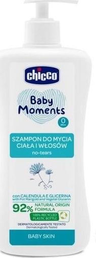 Shampo për bebe Chicco Baby Moments, pa lot, me kalendulë dhe glicerinë