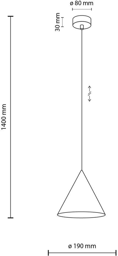 Llambë varëse TK Lighting Cono 10076, E27, lartësi 140 cm, e kuqe