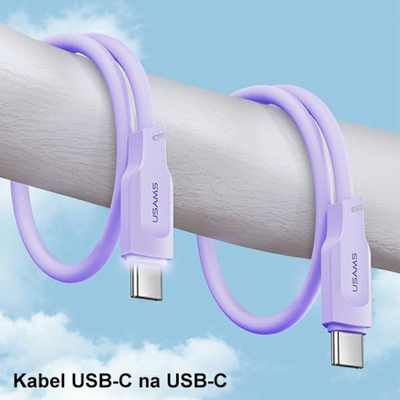 Kabllo USB Usams Lithe Series, USB C me USB C, 1.2 m, 100W, e zezë