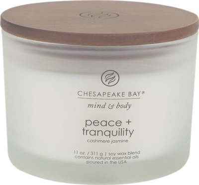 Qiri Chesapeake Bay Mind &amp; Body Peace + Tranquility, 3 fitila, 311g, i bardhë