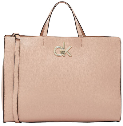 Çantë dore Calvin Klein Tote, bezhë