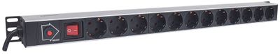 Shirit prizash vertikal Intellinet Network Solutions 714044, 12 dalje Schuko, kabllo 1.6 m, i zi