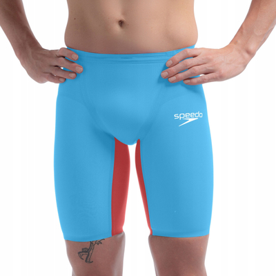 Jamer gare për meshkuj Speedo Fastskin LZR Pure Valor 2.0, kompresion i moderuar, miratuar nga World Aquatics, blu e kuqe