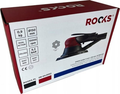 Grirje pneumatike ROOKS Oscillating, 10,000 RPM, DUAL ACTION 5 mm, e zezë e kuqe