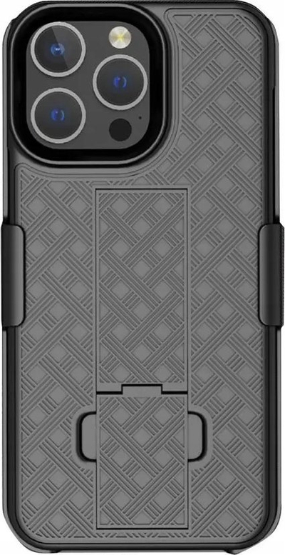 Mbështjellëse telefoni Holster Shield për iPhone 11, polikarbonat, me kapse dhe mbajtëse tavoline, e zezë
