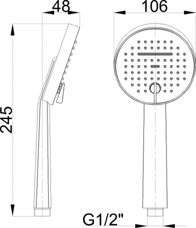 Dush dore Invena Gabro Plus, 2 funksione, krom