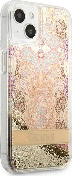 Mbulesë telefoni Guess GUHCP13SLFLSD për iPhone 13 mini 5.4", TPU, Paisley Liquid Glitter, ngjyrë gold