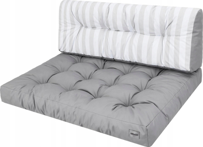 Set jastëkësh për divan paletash HOBBYGARDEN LEO, 120x80 cm, material Oxford, gri me vija të bardha