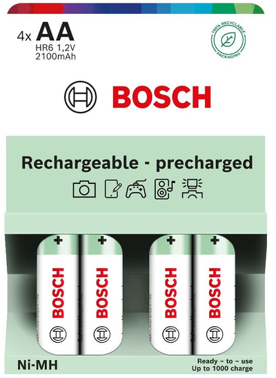 Kути батерии за полнење Bosch Pre Charged AA HR6B4P2100/00, 2100mAh, сет 4 парчиња