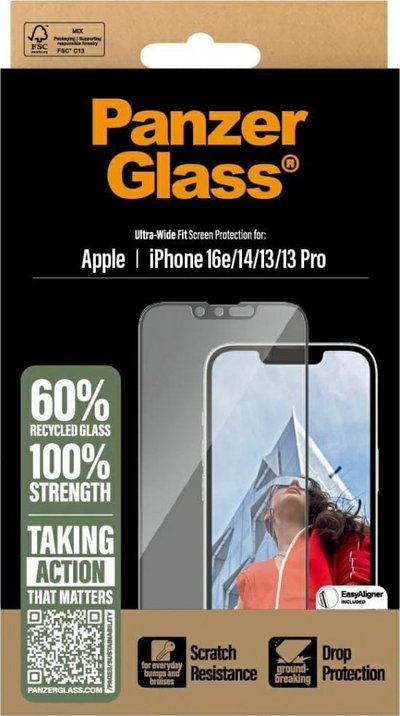Mbrojtuvach za ekran PanzerGlass za iPhone 16e, kaleno staklo, providen