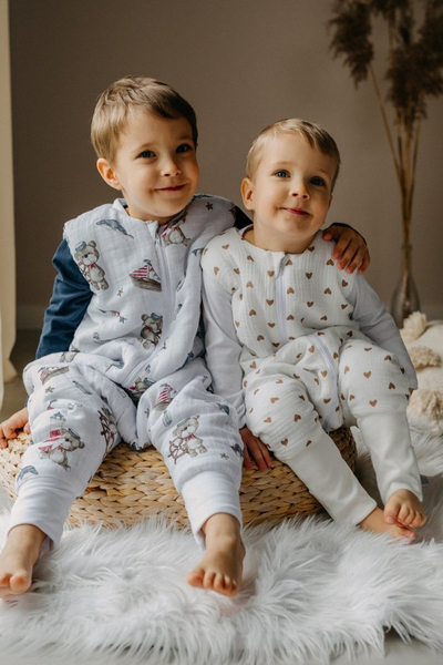 Thes gjumi me këmbë PULP Bamboo Sailor Bear, muslin 100% pambuk, 1.75 TOG, bezhë