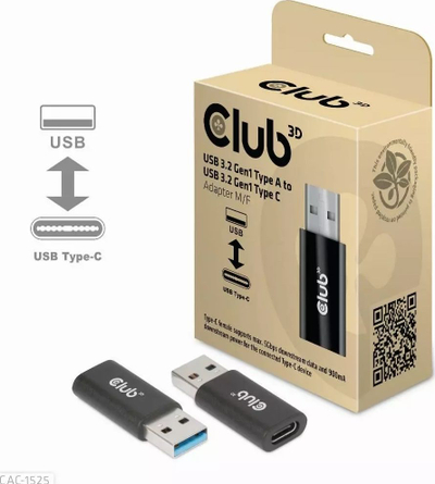 Përshtatës USB Club 3D CAC-1525, USB-A në USB-C, USB 3.2 5Gbps, i zi