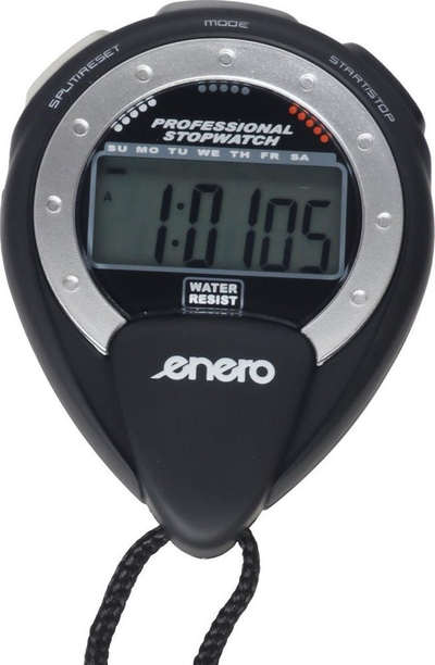 Kronometër elektronik Enero 1 Time, ekran LCD, i papërshkueshëm nga uji, i zi