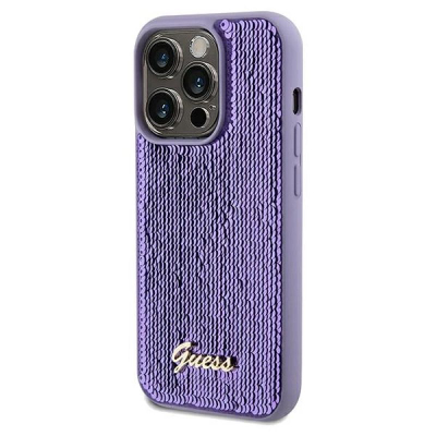 Mbrojtëse telefoni Guess Sequin Script Metal, për iPhone 13 6.1", e purpurt