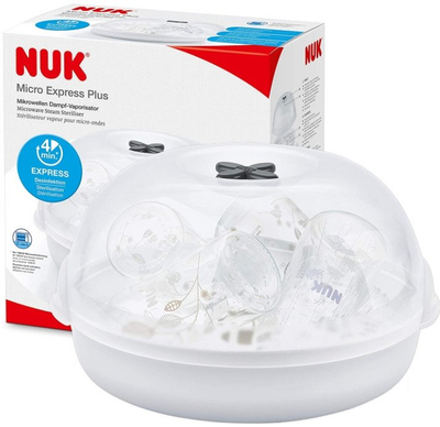 Sтерилизатор за микробранова печка NUK Micro Express Plus, пластика, бел
