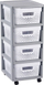 Raft me sirtarë Curver Infinity Shelf, 4 sirtarë, 30x36x69 cm, gri me të bardhë
