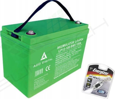 Литиумска батерија Azo Digital LP Pro LiFePO4, 12V, 100Ah, BMS Bluetooth, греен тепих