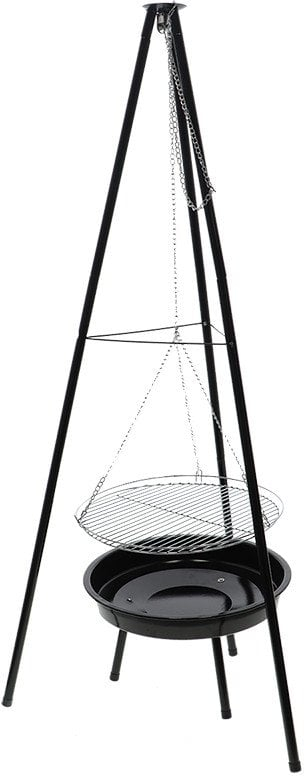Set zjarri kampingu Iron Brazier Fire Tripod, 157cm, konstruktion hekuri, i zi