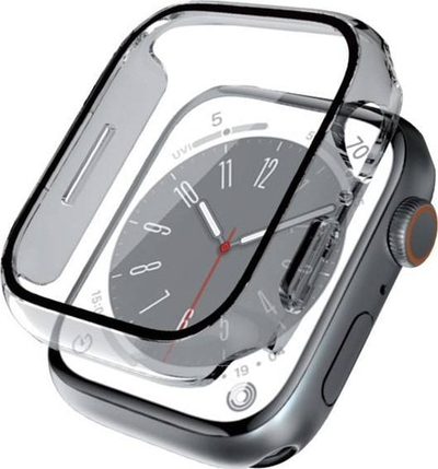 Mbulesë Crong Hybrid Watch Case për Apple Watch 45mm, me xham t’u bashkum mbi ekran, transparente