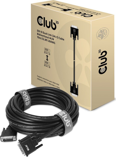 Kabllo DVI-D Club3D Dual Link 24+1, 3 metra, 28AWG, e zezë